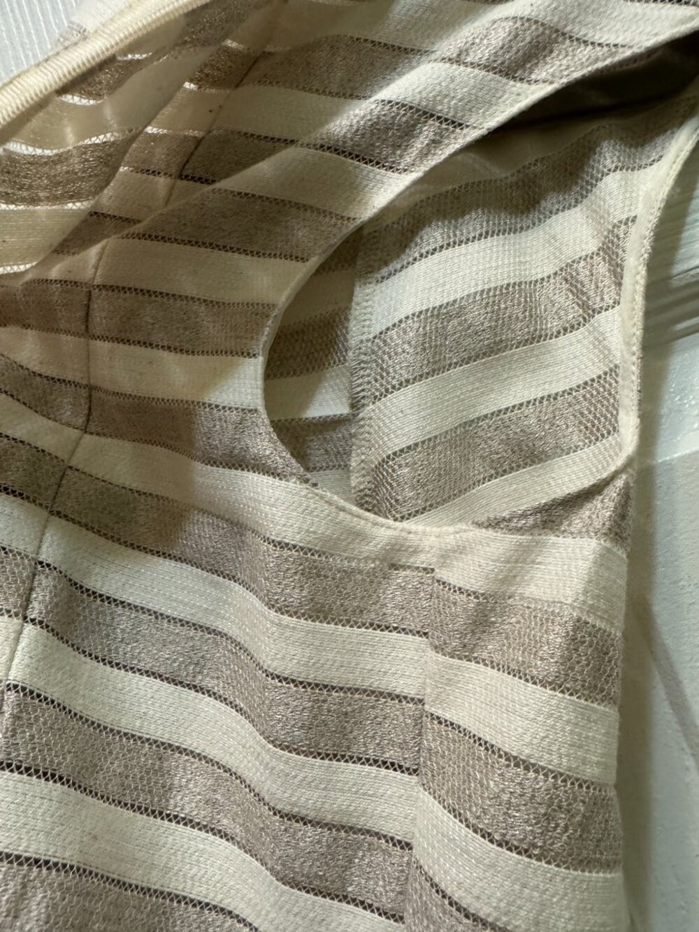 AKRIS PUNTO Striped Knee-Length Dress  Neutral Colors, Size US12 - Picture 9 of 10